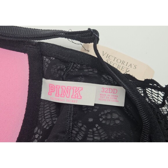 Pink By Victorias Secret Lace Push-Up Size 32DD Black Front Clasp NWT - Picture 8 of 9